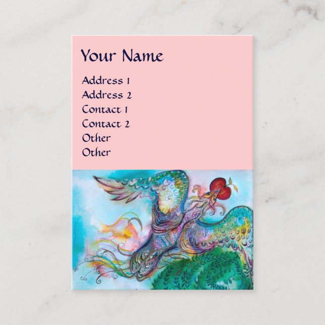 TARJETA DE VISITA TALLA DE FERIA TURCA / FOENIX DE VUELO CON APPLE (Anverso)