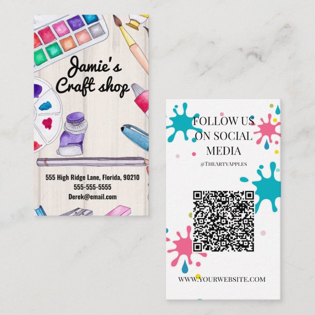 Tarjeta De Visita taller de arte de pintura taller de artistas (Anverso / Reverso)