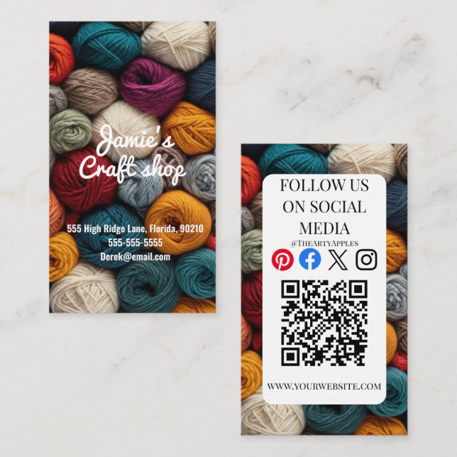 Tarjeta De Visita taller de artesanía pintar arte talleres de costur (Anverso / Reverso)