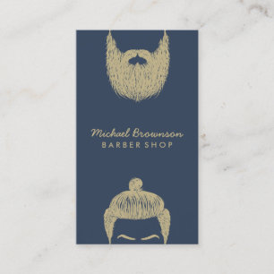 Tarjeta De Visita Taller de barbero barba bigote hipster navidad oro