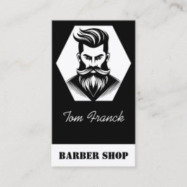 Tarjeta De Visita Taller de Barbero Profesional Negro y blanco