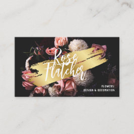 Tarjeta De Visita Taller de Flores Oro Negro