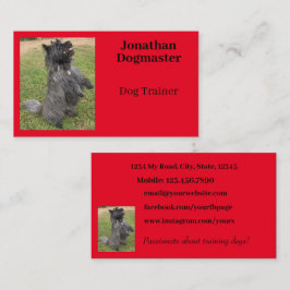 Tarjeta De Visita Taller de Perro Fotografía Mínima Roja Brillante