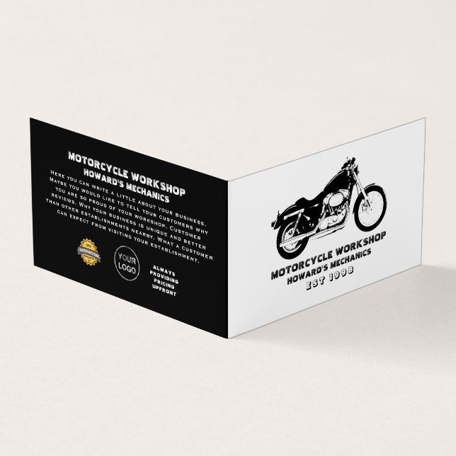 Tarjeta De Visita Taller sobre motocicletas, mecánica y reparación,  (Exterior)