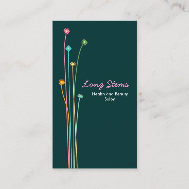 Tarjeta De Visita Tallos Largos - Verde Oscuro (Anverso)