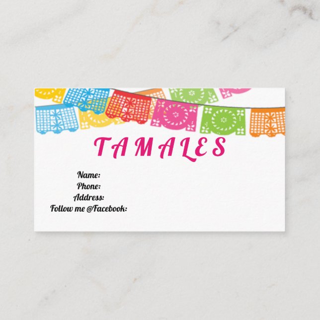 Tarjeta De Visita Tamales Business Cards (Reverso)