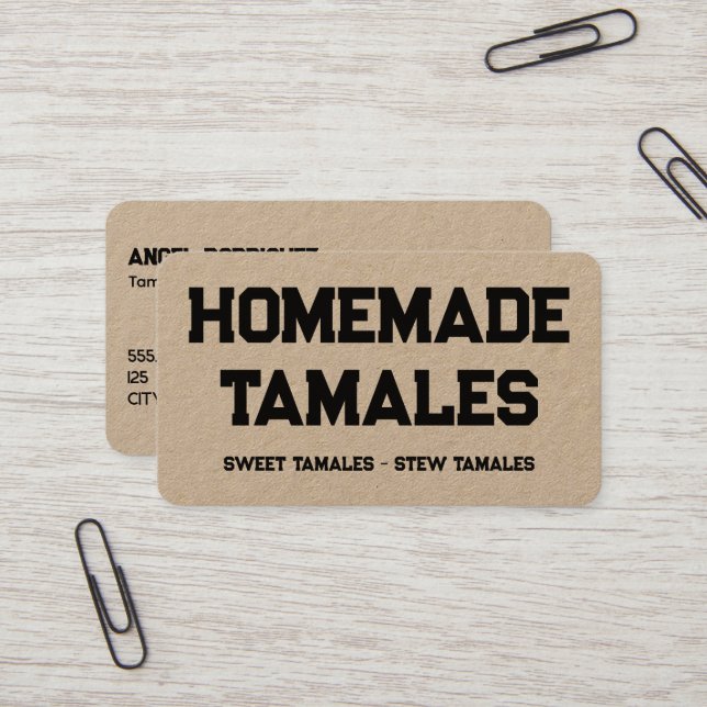 Tarjeta De Visita Tamales Kraft casero (Anverso/Reverso In Situ)