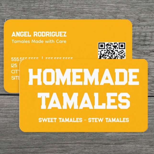 Tarjeta De Visita Tamales Personalizado QR (Tamales Custom QR Business Cards)
