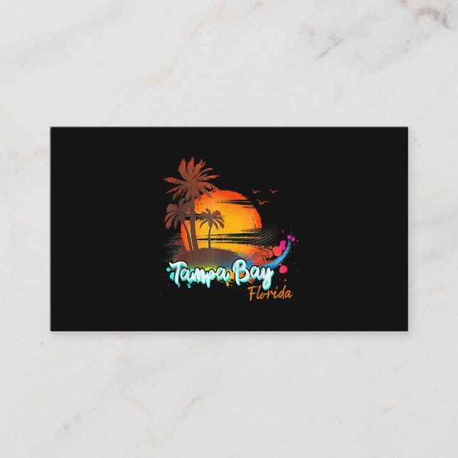 Tarjeta De Visita Tampa Bay Florida Beach Summer Vacation Palm Trees (Anverso)