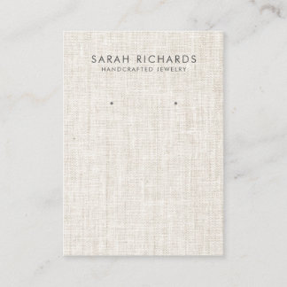 Tarjeta De Visita Tan Beige Linen Print Elegant Earl Display