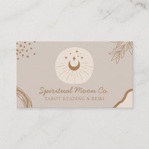 Tarjeta De Visita Tan Beige Tierra Tono Luna Estrellas Espiritual Re