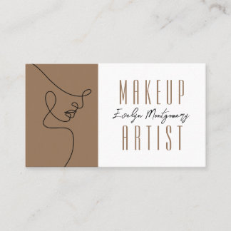 Tarjeta De Visita Tan Black QR Code Script Makeup Business Card