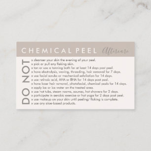 Tarjeta De Visita Tan Cream Chemical Peel evita los consejos después