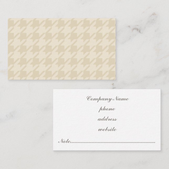 Tarjeta De Visita Tan houndstoth Business Card (Anverso / Reverso)