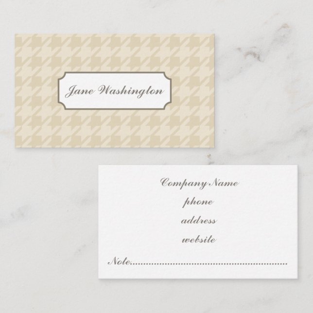 Tarjeta De Visita Tan houndstoth Business Card (Anverso / Reverso)