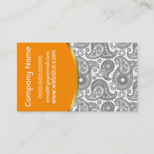Tarjeta De Visita Tangerine Black Paisley