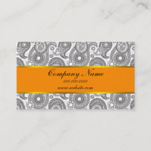 Tarjeta De Visita Tangerine Black Paisley
