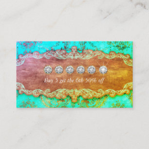 Tarjeta De Visita Tanning Vintage Lealty Card Damask Ante