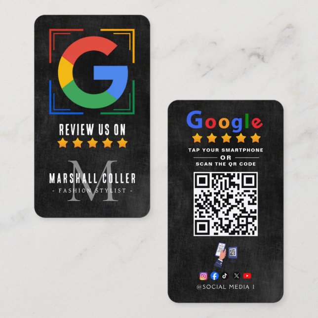 Tarjeta De Visita Tap to Review Google Review QR Code Google Ratings (Anverso / Reverso)