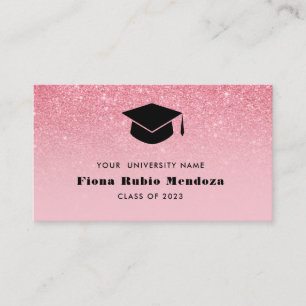 Tarjeta De Visita Tapa de graduación Chic Glitter Pink Ombre Inserta