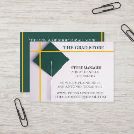 Tarjeta De Visita Tapa de graduación de color verde y amarillo Verde