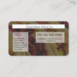 Tarjeta De Visita taqueria / restaurant editable card 