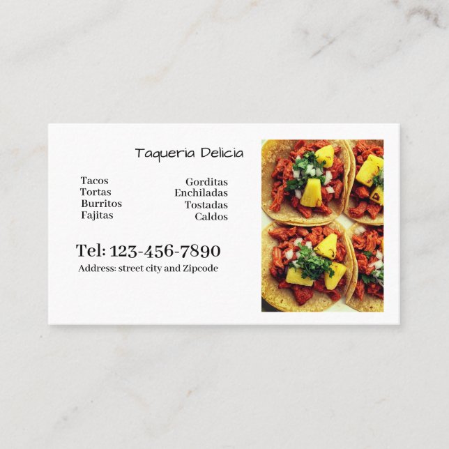 Tarjeta De Visita taqueria / restaurant editable card  (Anverso)