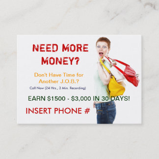 Tarjeta De Visita ¿Tarjeta del chisporroteo - necesite más dinero?