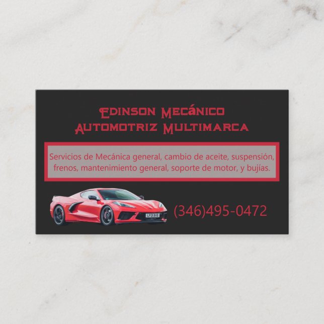 Tarjeta de visita Tarjeta Negócios Mecánico (Anverso)
