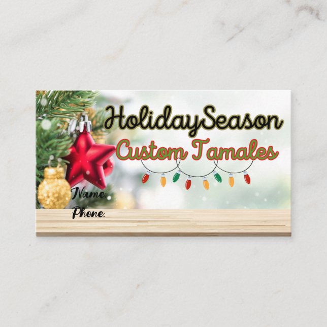 Tarjeta de visita, Tarjetas de Negocio Tamales (Anverso)