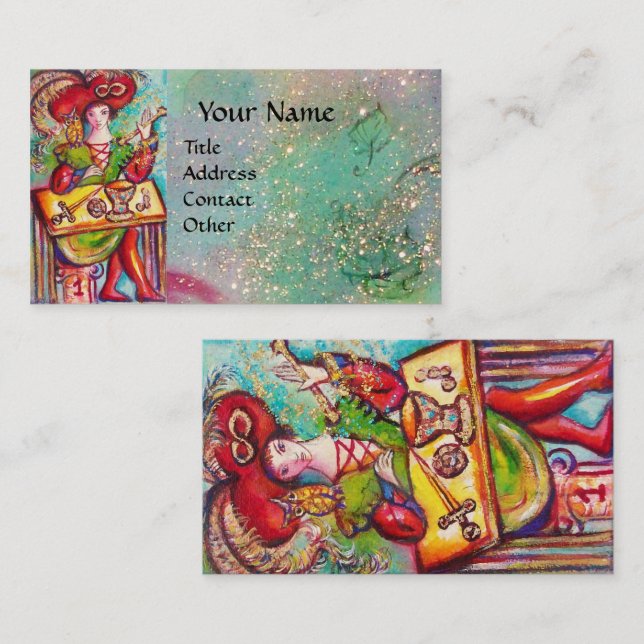 TARJETA DE VISITA TAROS DE LAS SOMBRAS PERDIDAS / EL MAGICIANO (Anverso / Reverso)