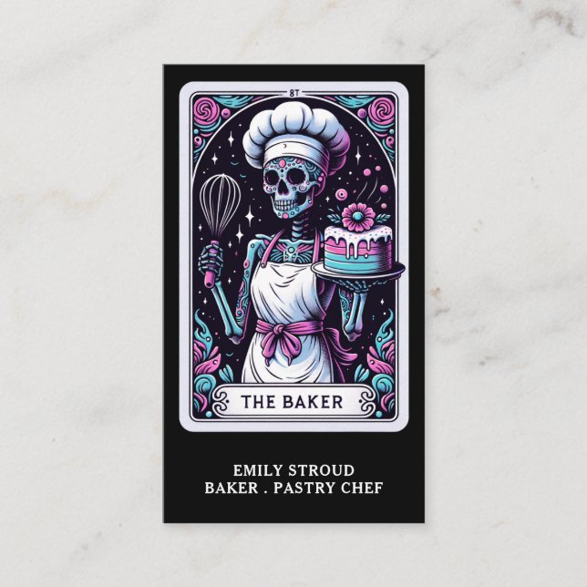 Tarjeta De Visita Tarot Baker Black Business Card (Anverso)