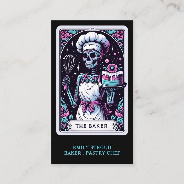 Tarjeta De Visita Tarot Baker Black Business Card (Anverso)