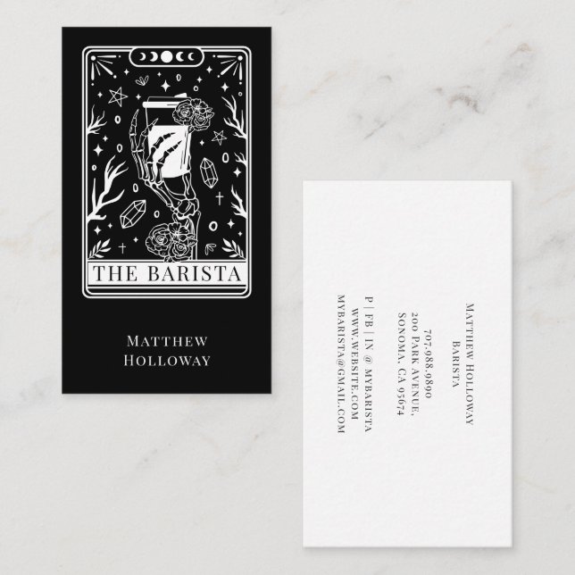 Tarjeta De Visita Tarot  Barista Black Business Card (Anverso / Reverso)