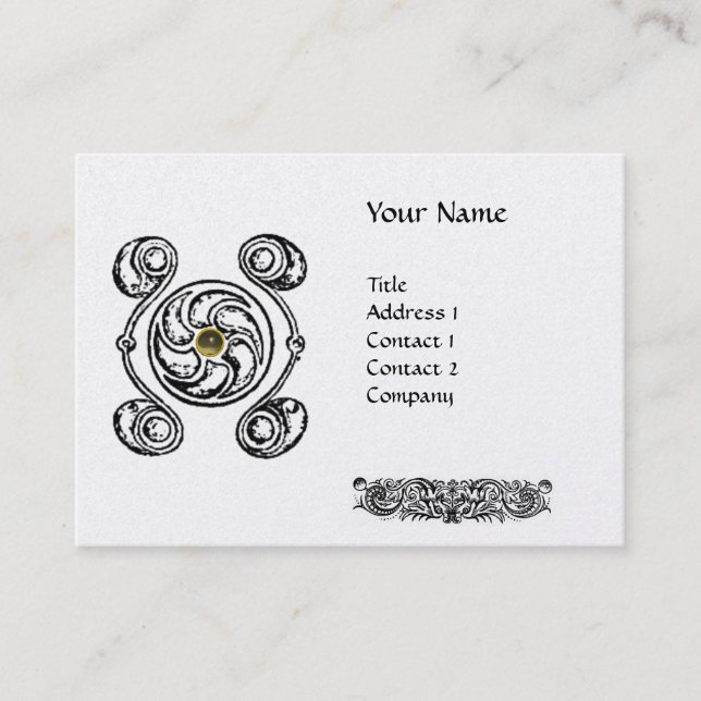 Tarjeta De Visita TAROT BLANCO NEGRO CELTIC DRAWING MONOGRAM Pearlr (Anverso)