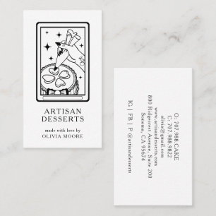 Tarjeta De Visita Tarot Blanco y Negro Pastelero Artesanal Catering 