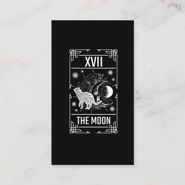 Tarjeta De Visita Tarot Card Crescent lun ocaso gato bruja gótica (Anverso)