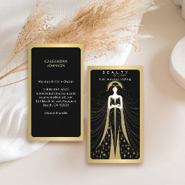 Tarjeta De Visita Tarot Card Makeup Hairdresser Estético Negro