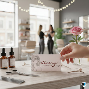 Tarjeta De Visita Tarot Celeste Líneas Rosas Salón de Belleza Clásic