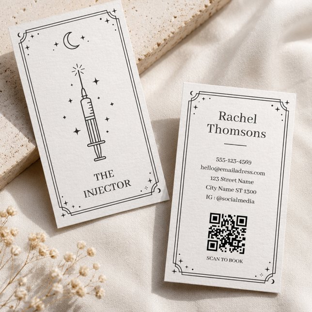 Tarjeta De Visita Tarot Celestial Inyector Mínimo Negro Místico (Subido por el creador)