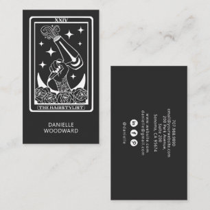 Tarjeta De Visita Tarot Celestial Peluquero Gris Carbón