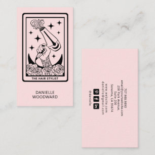 Tarjeta De Visita Tarot Celestial Peluquero Rosa Rubor