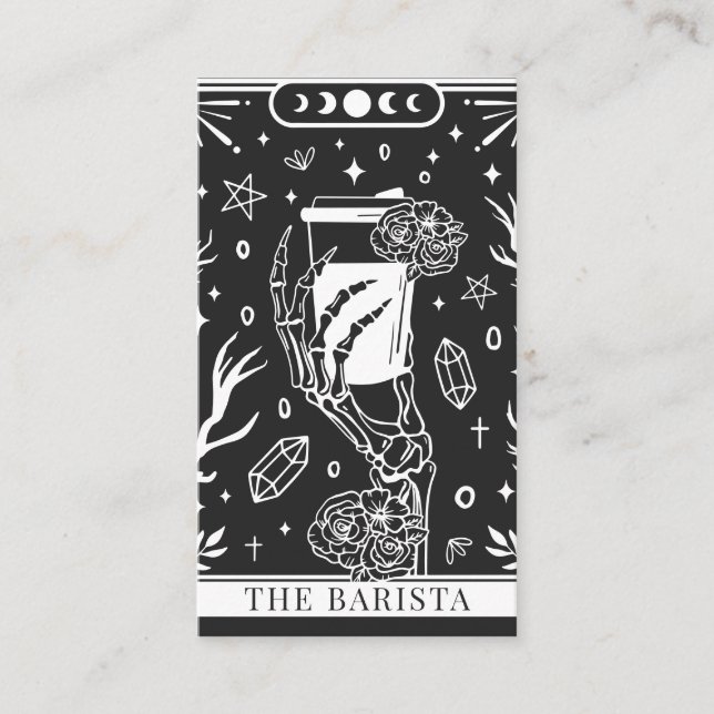 Tarjeta De Visita Tarot Charcoal Gray Barista (Anverso)