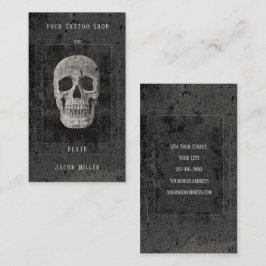 Tarjeta De Visita Tarot De Calavera De Tatuaje Blanco Y Negro