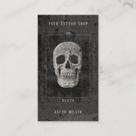 Tarjeta De Visita Tarot De Calavera De Tatuaje Blanco Y Negro