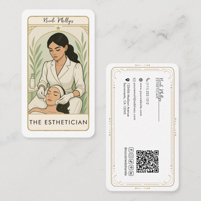 Tarjeta De Visita Tarot de cuidado de la piel del esteticista en red (Anverso / Reverso)