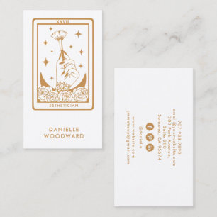 Tarjeta De Visita Tarot de Oro Místico Esteticista Oro Blanco Brandi