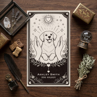 Tarjeta De Visita Tarot Dog Walker Boho Mistycal Puppy Business Card