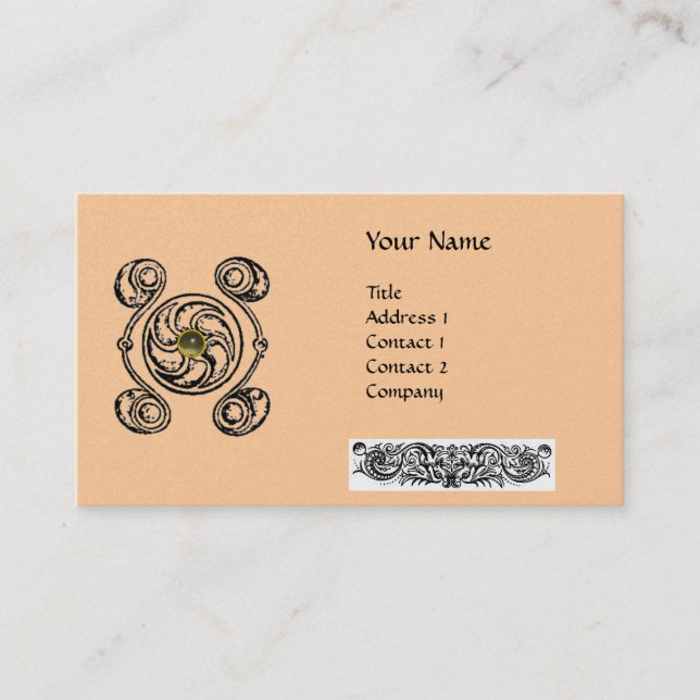 Tarjeta De Visita TAROT Monograma de gemas de dibujos celulares rosa (Anverso)