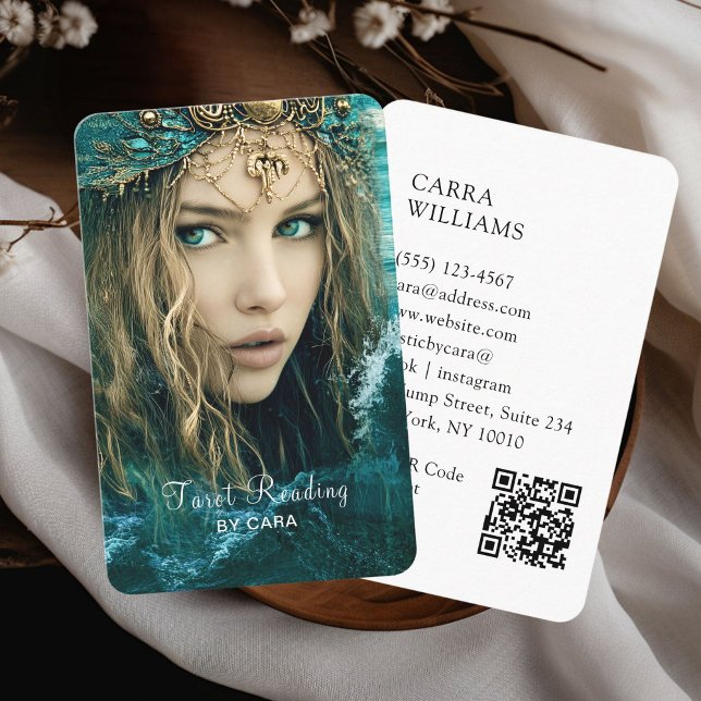 Tarjeta De Visita Tarot, Mystic Woman QR Code (Tarot, Mystic Woman QR Code Business Card)